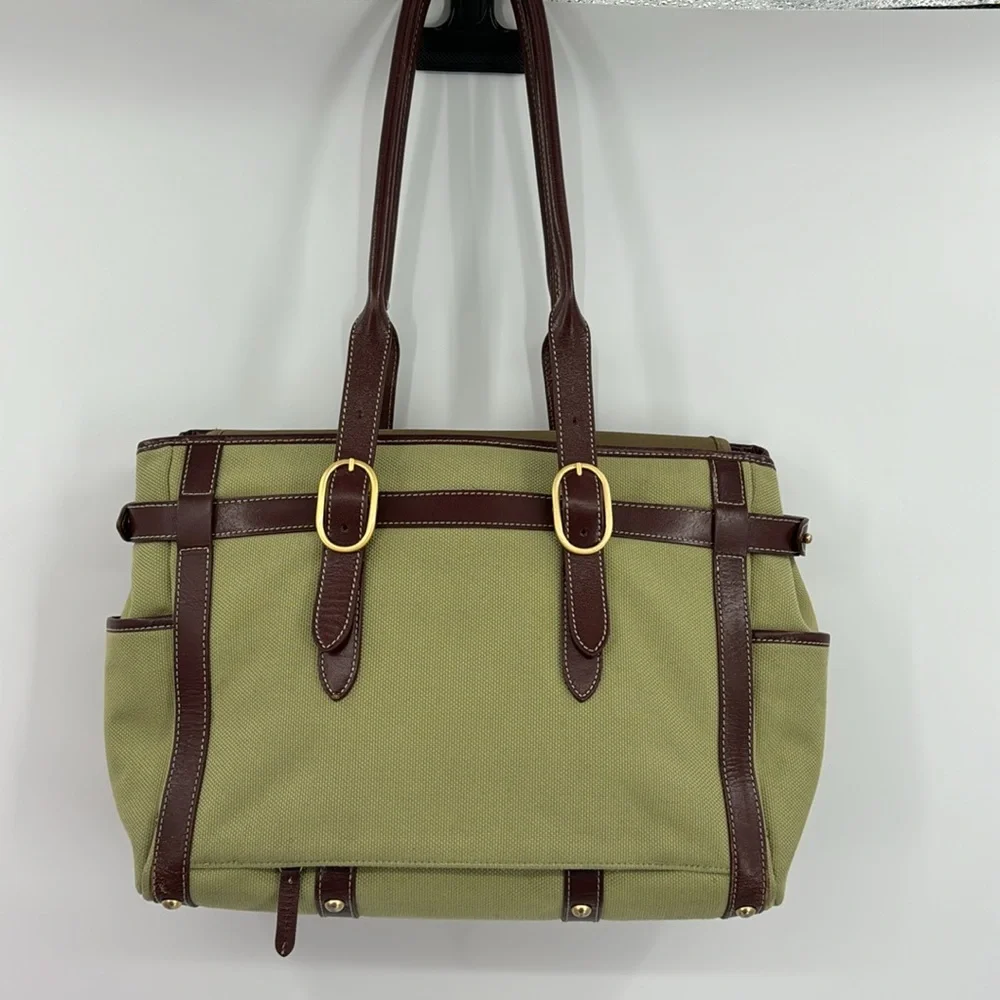 Coakley Laptop Bag green and brown leather